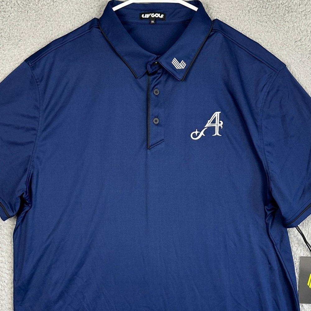 NEW LIV Golf Aces GC Polo Shirt Mens XL Blue Performance Rugby Short Sleeve Logo